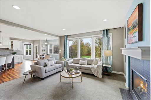 Views and natural light across the entire back of this main level space.