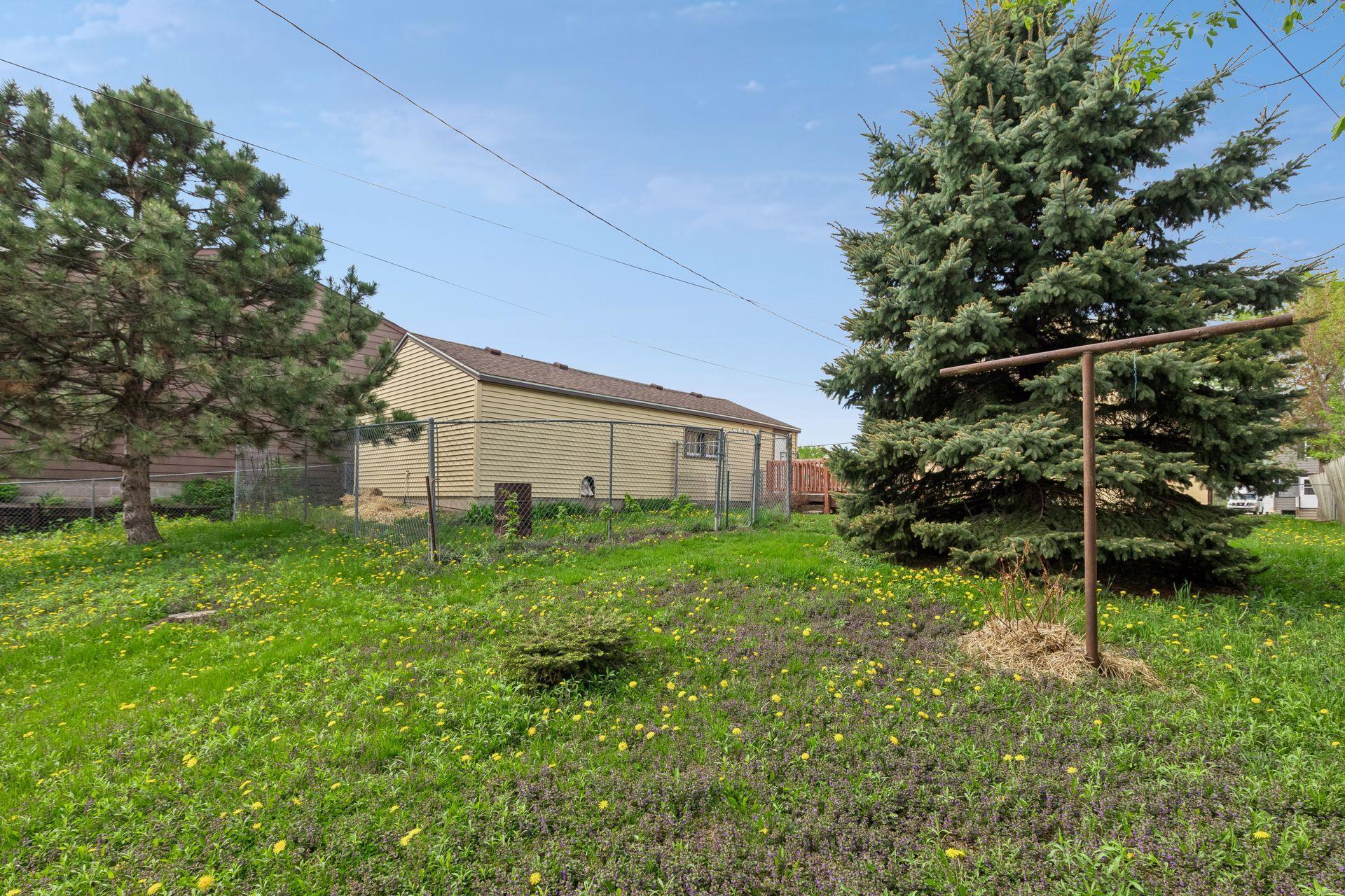Backyard view of detached garage/shop