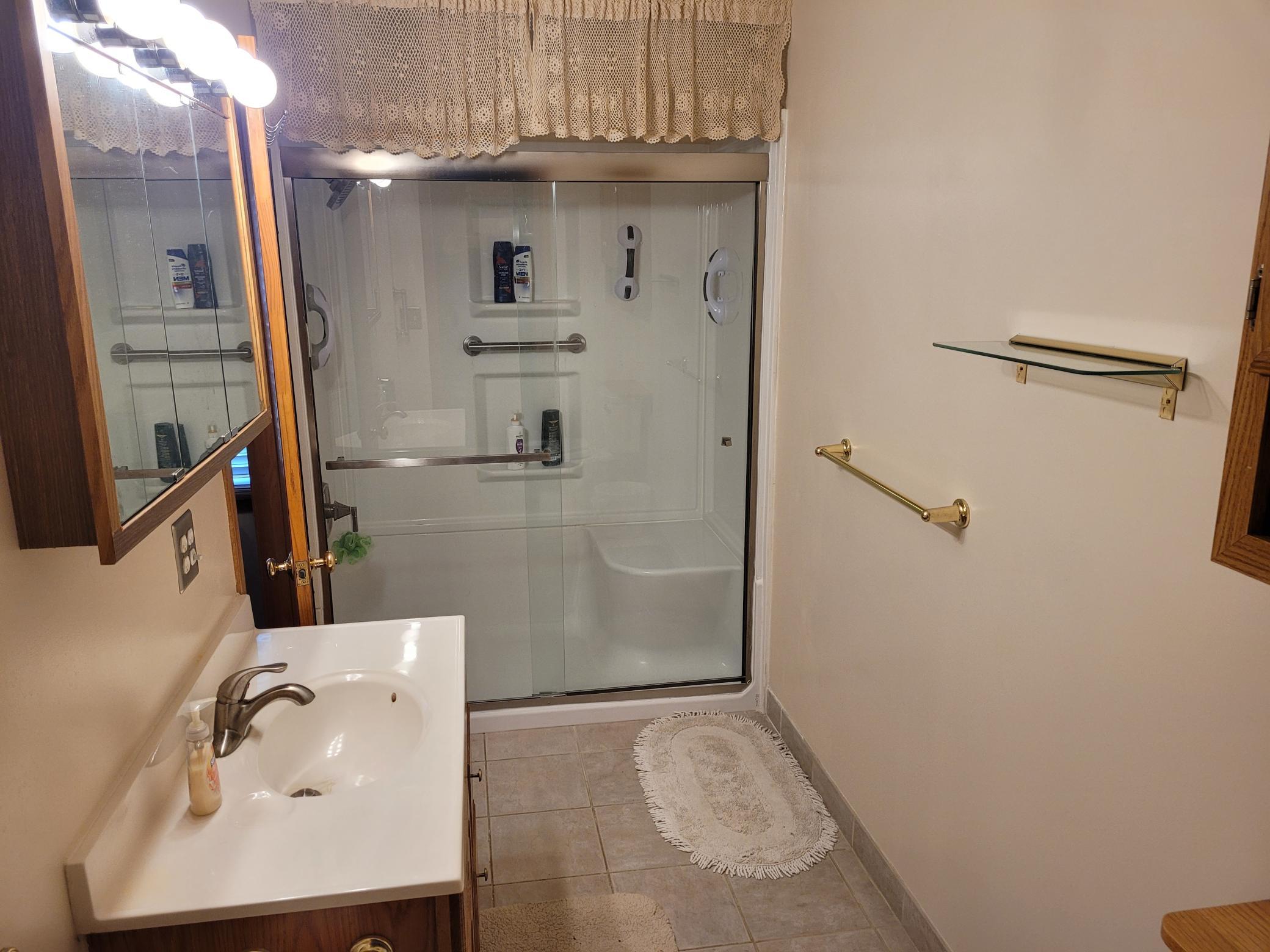 updated shower in bathroom.