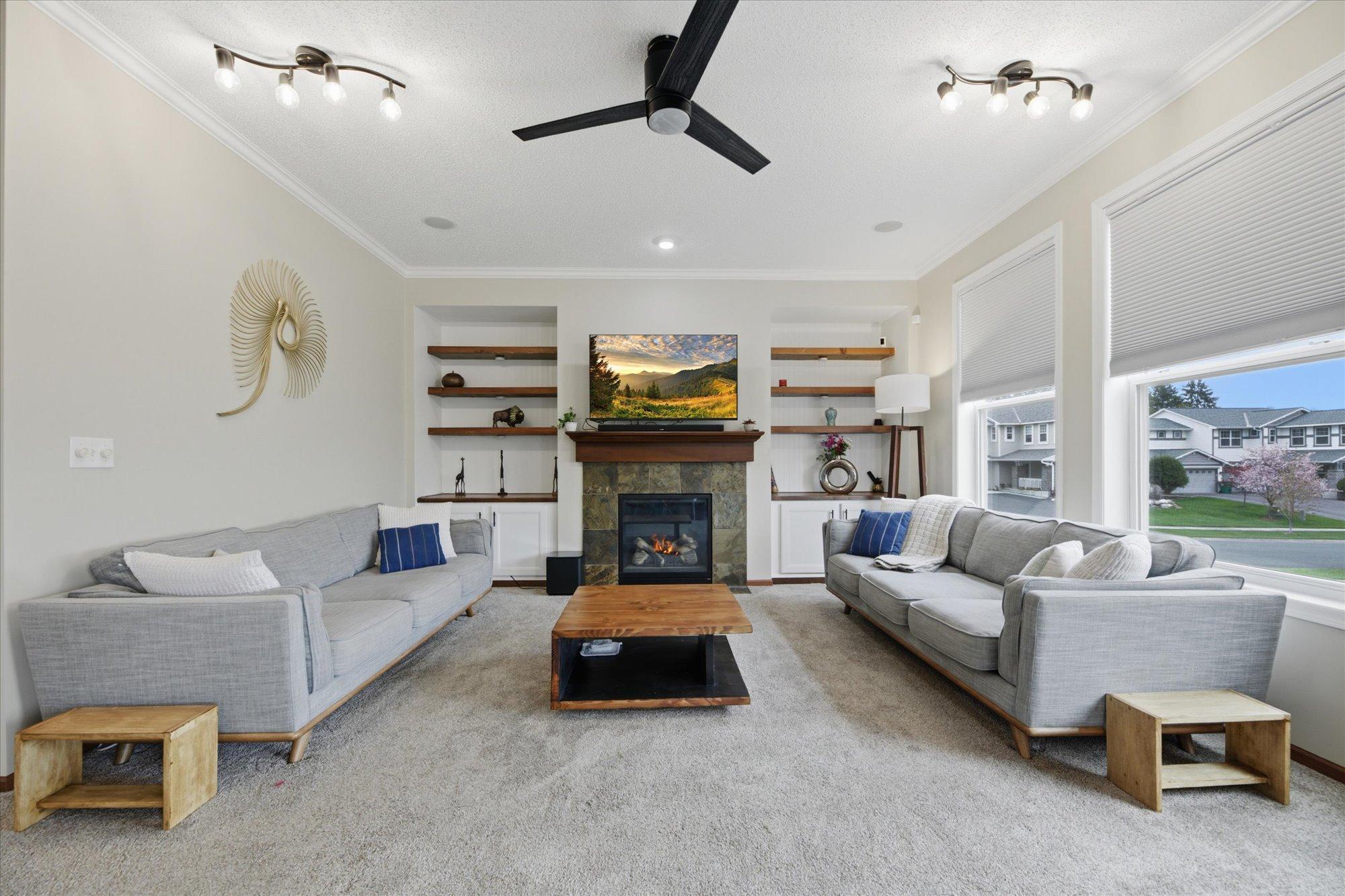 Plenty of lighting with ceiling fan.