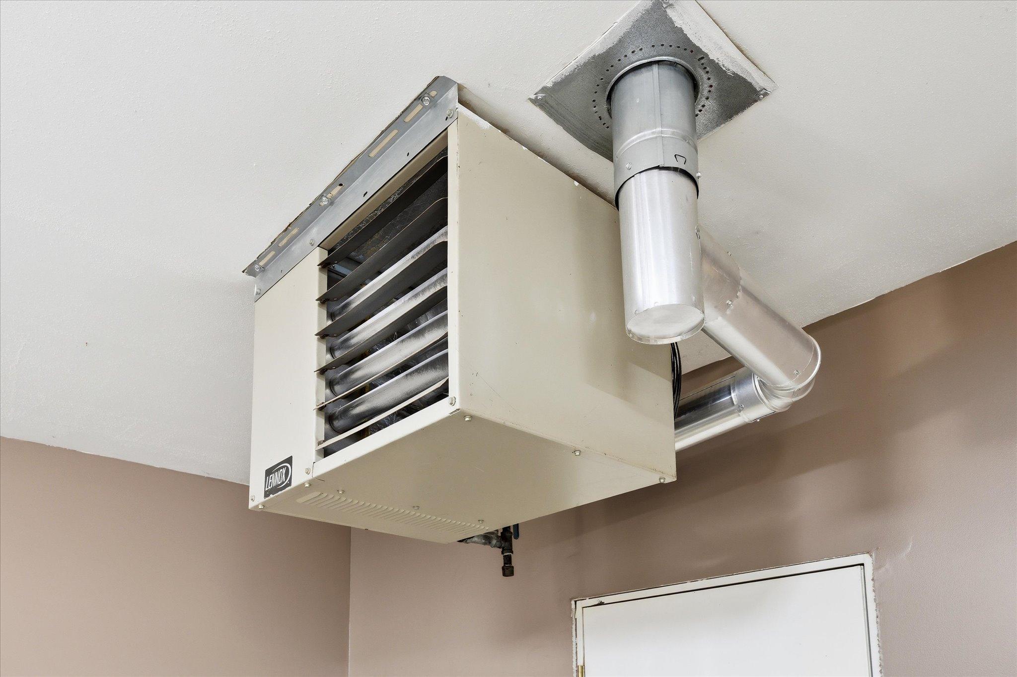The Lennox gas heater will keep you and your car nice & toasty all winter long.