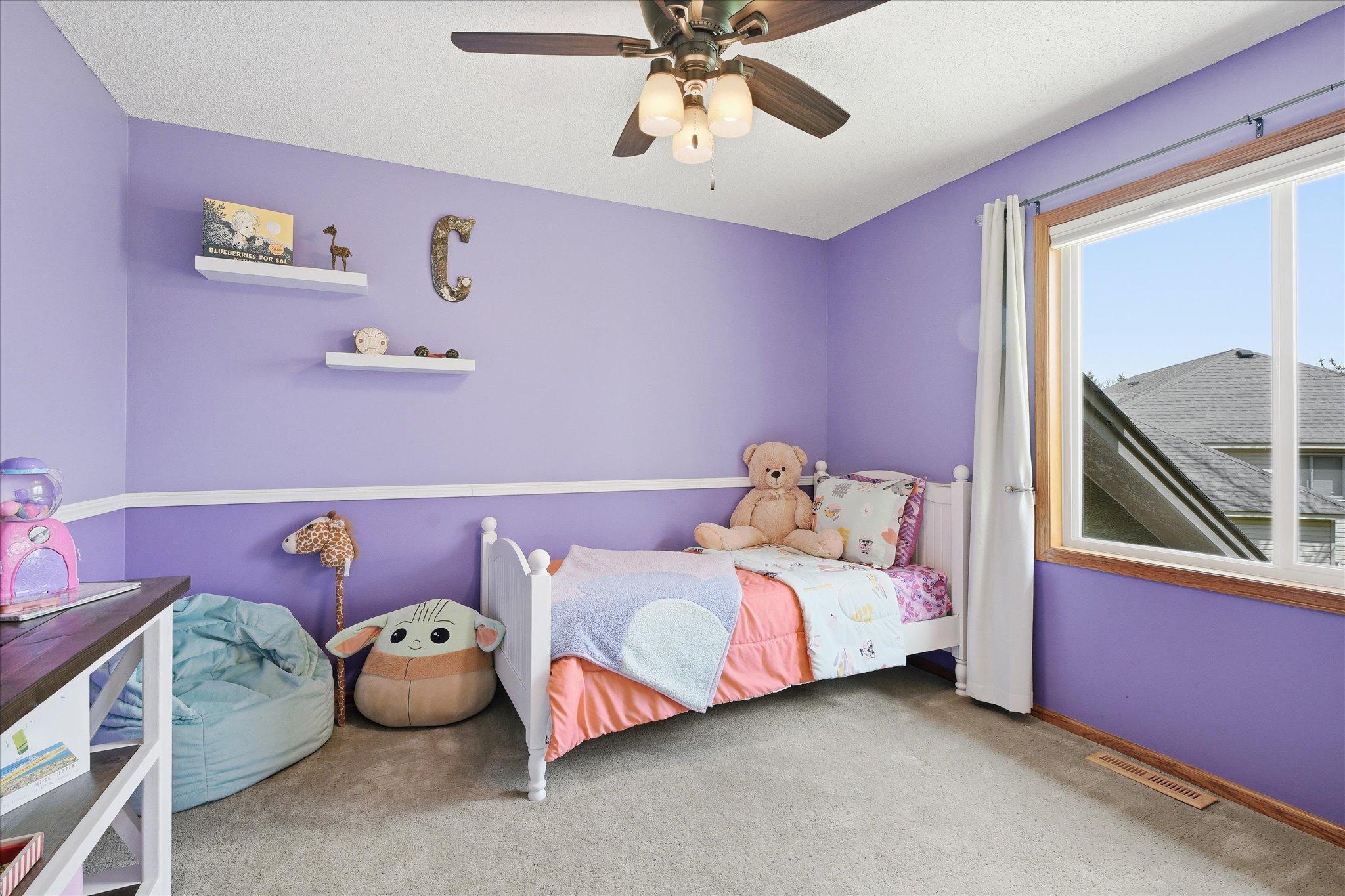 The cordless top-down/bottom-up shades allow natural light without sacrificing privacy!