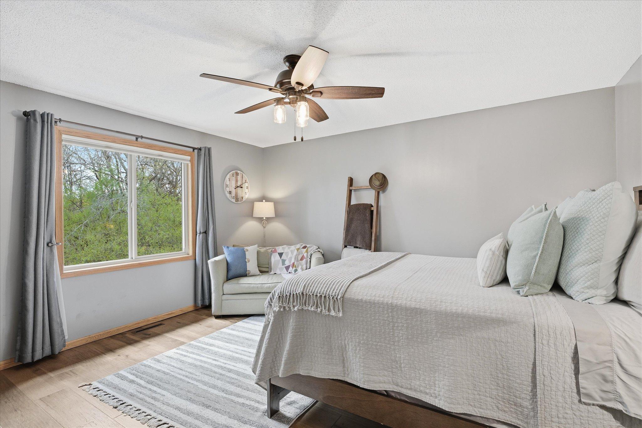 You have an awesome view of the wooded back yard out your bedroom window.