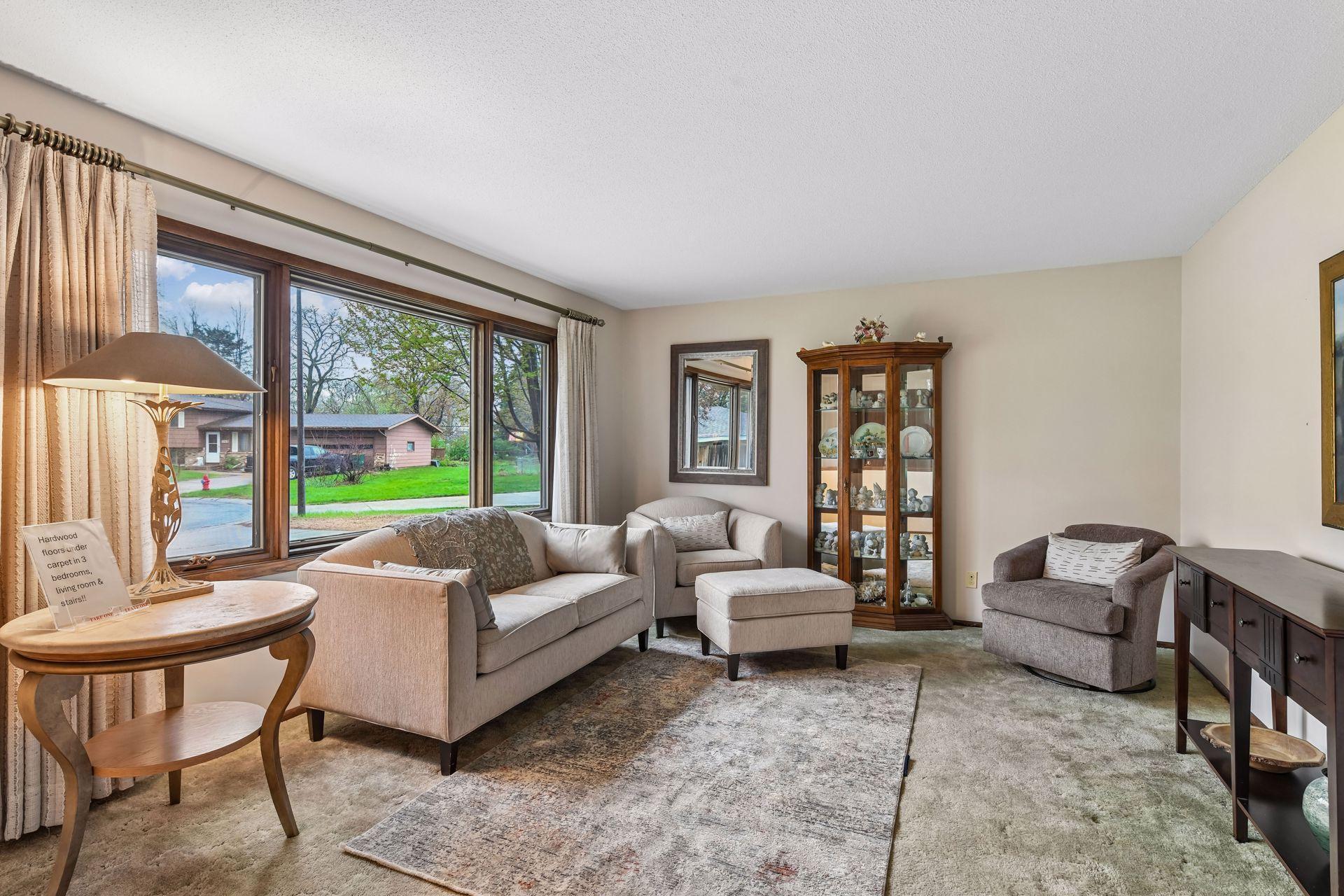 Hardwood flooring under carpet.