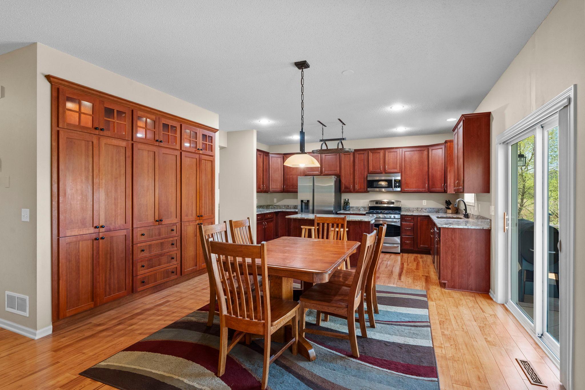 Custom built-in cabinet in the eat in dining room