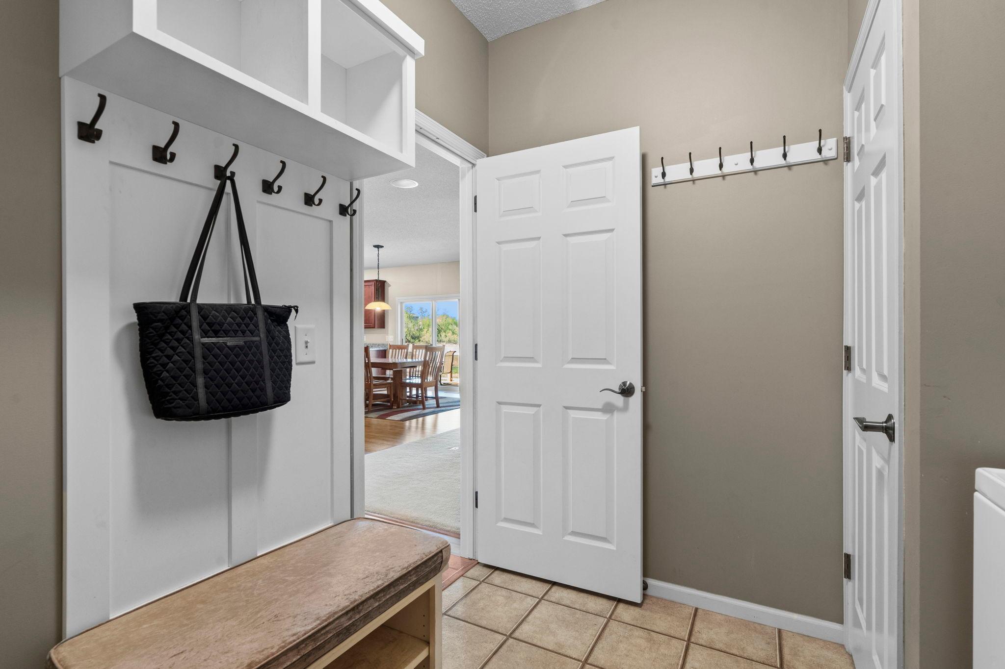 Custom built-in storage in the mudroom