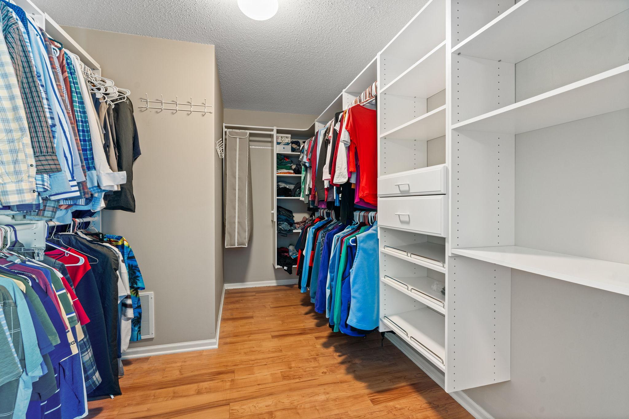Custom walk in closet in the primary