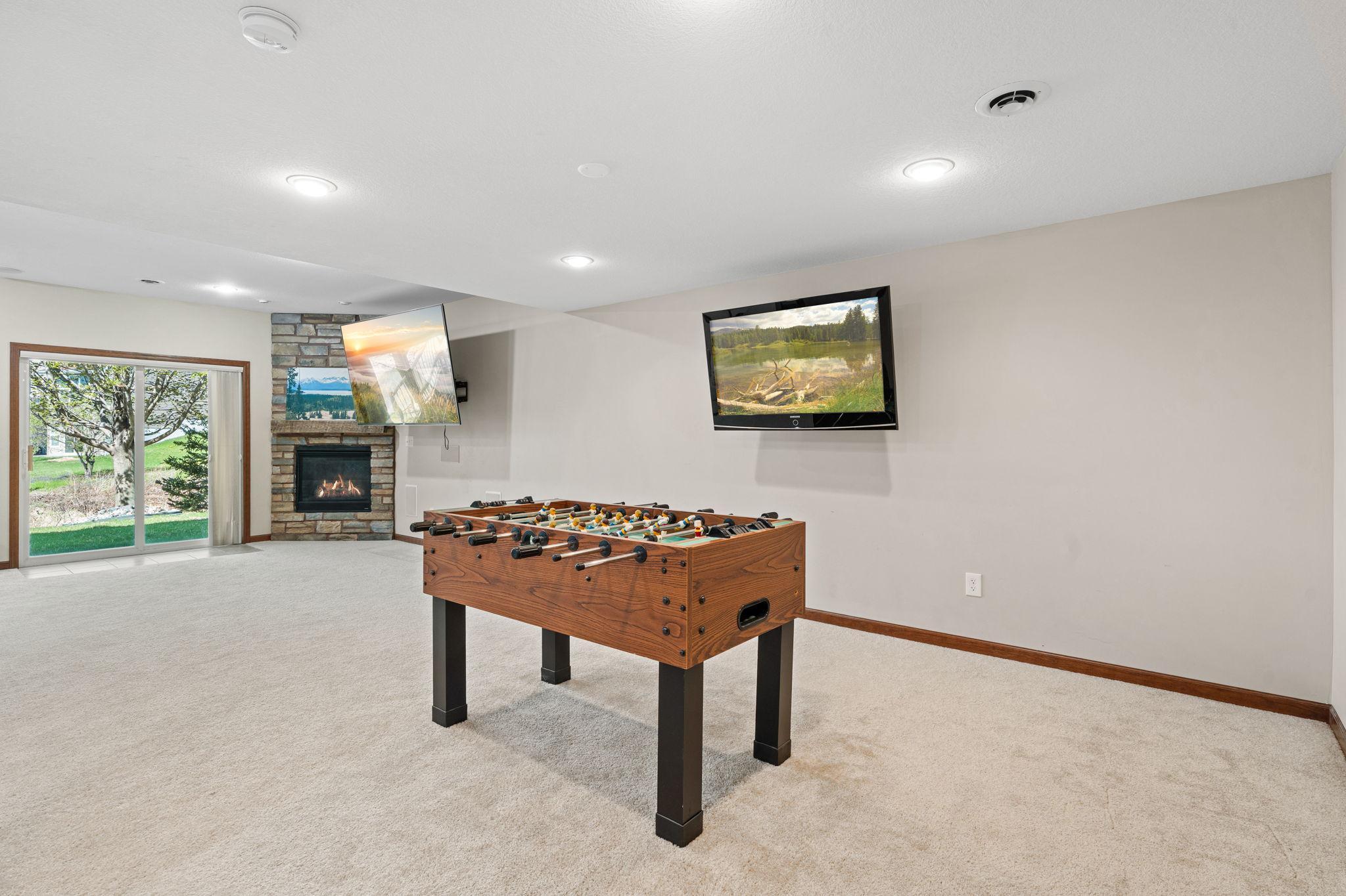 Enjoy the big game in the lower family room