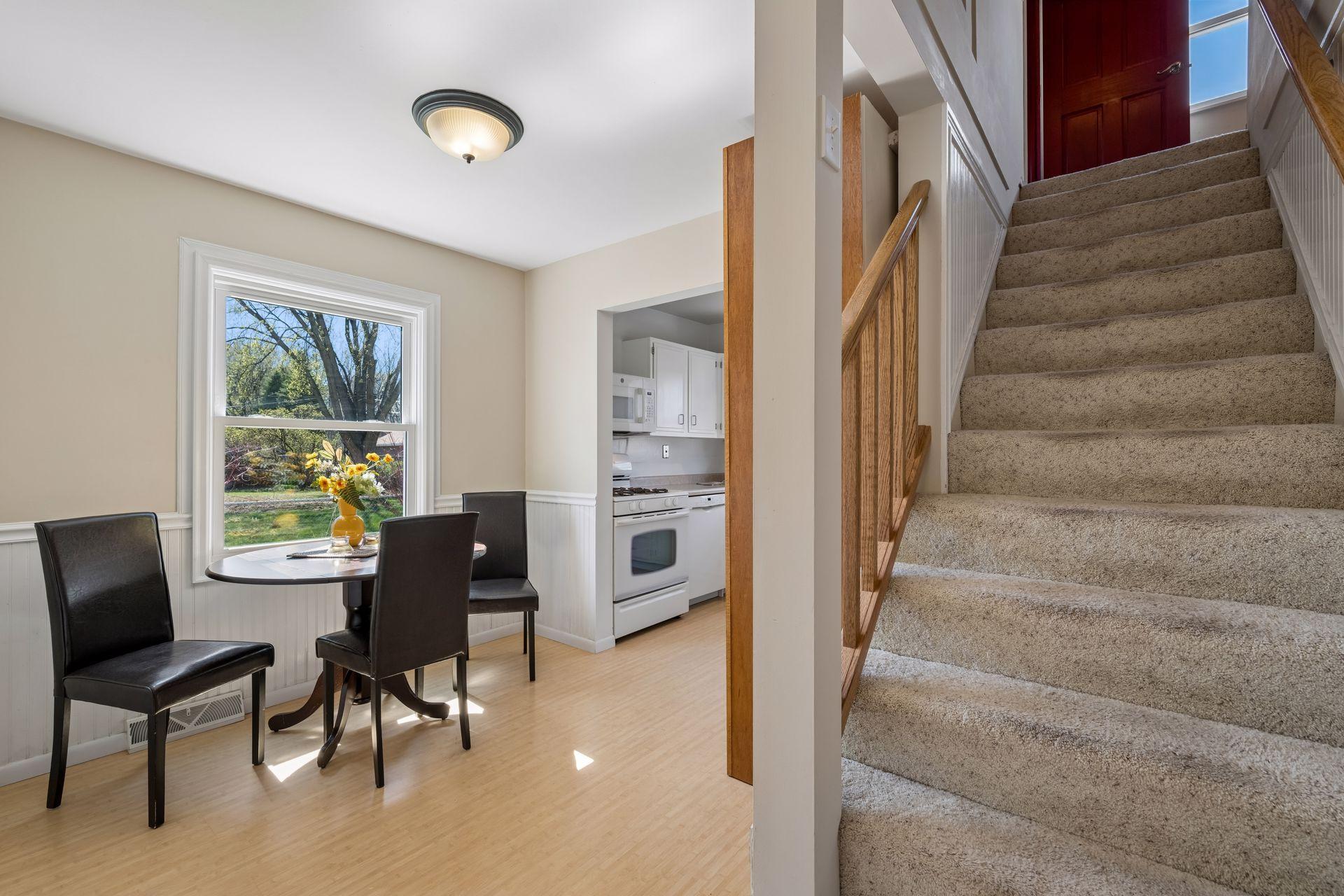 Two bedrooms and a full-bath on the main floor, and an open stair to the home office/nursery and a large primary with 1/2 Bath on the upper!