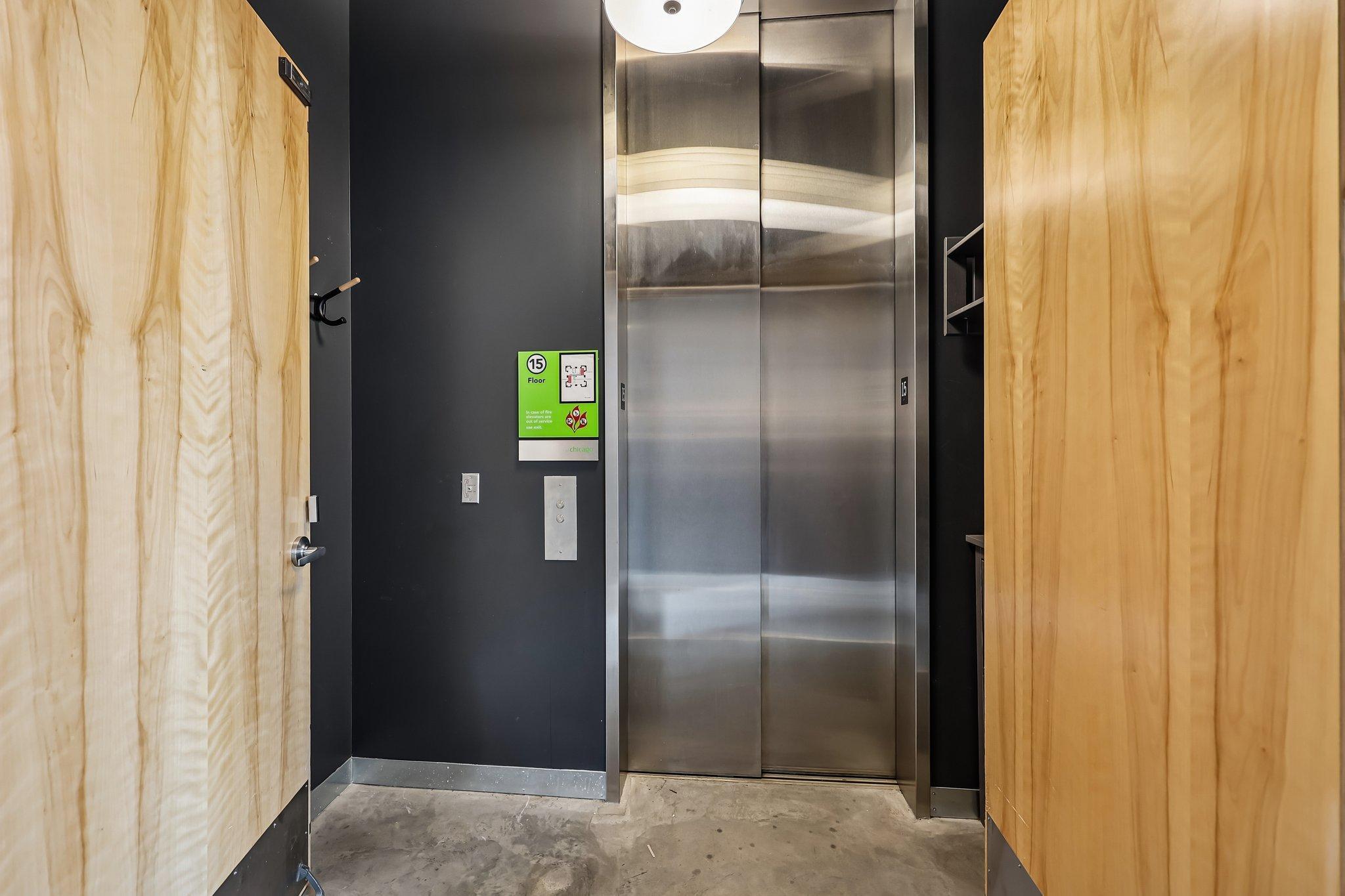 Private elevator unit ONLY accessible to #1500 unit owner from 12th floor.