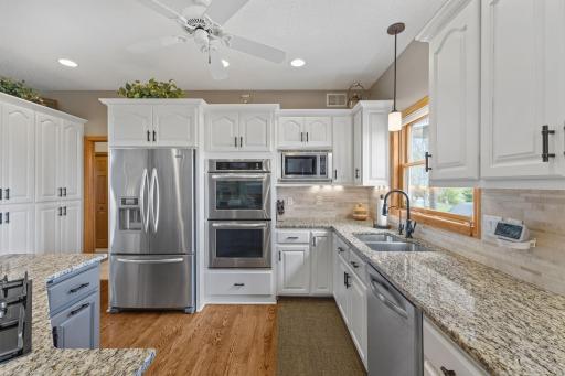 Stainless steel Kitchen-Aid appliances. Double wall oven
