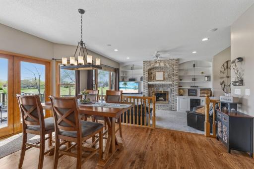 Elevated dining area, overlooking family room