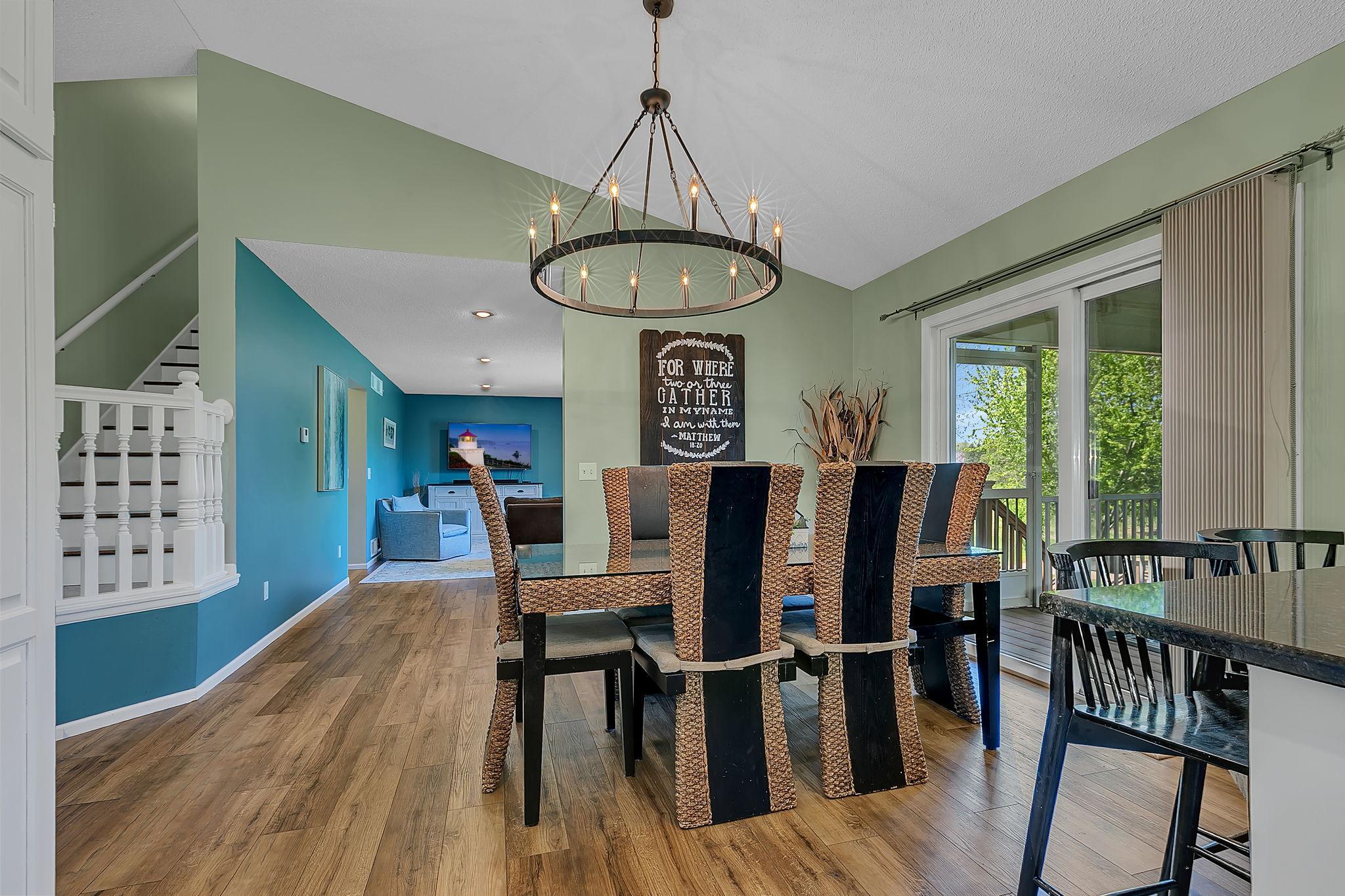 Kitchen flows nicely into the dining space