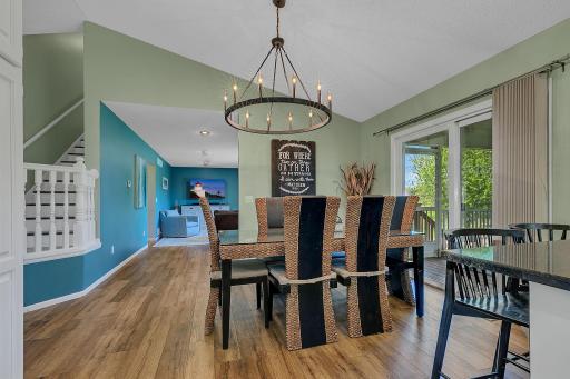 Kitchen flows nicely into the dining space