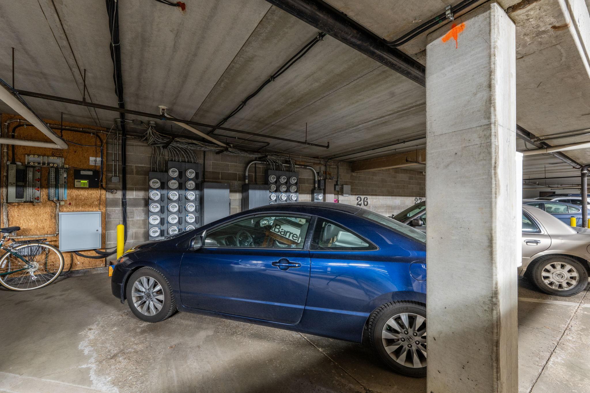 Safe heated underground garage stall
