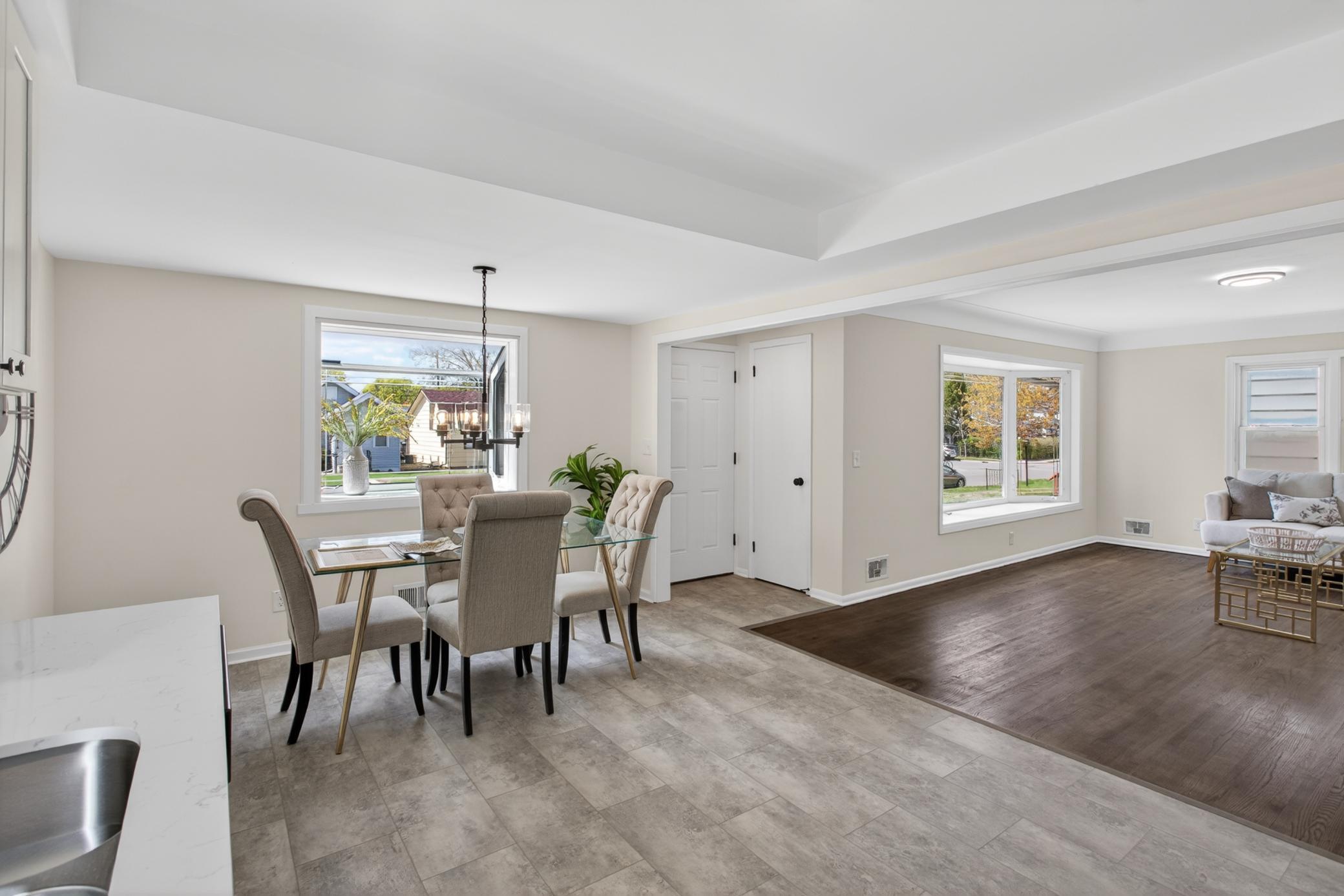 Main level: dining room (living room to the right)