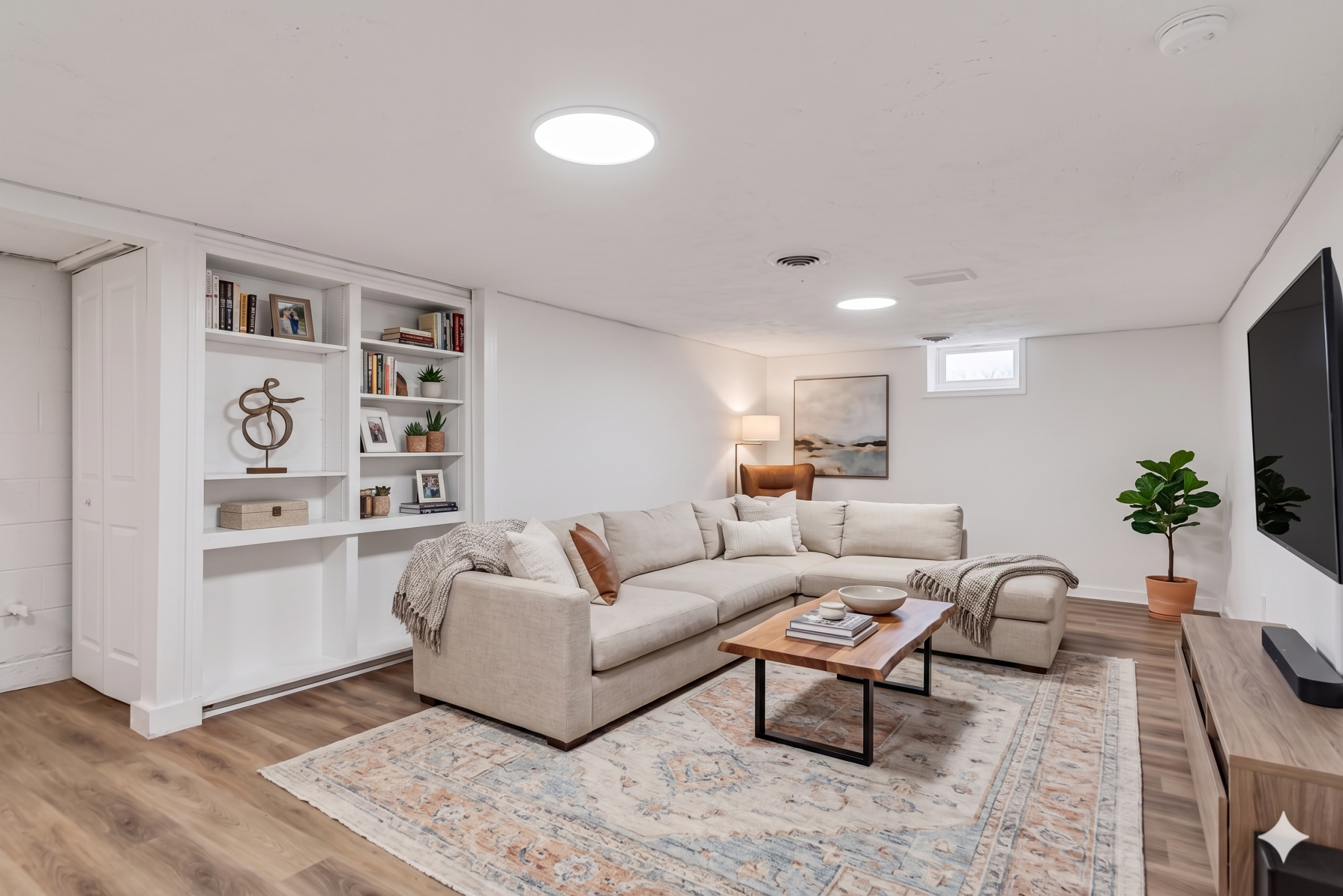 Lower level: family room