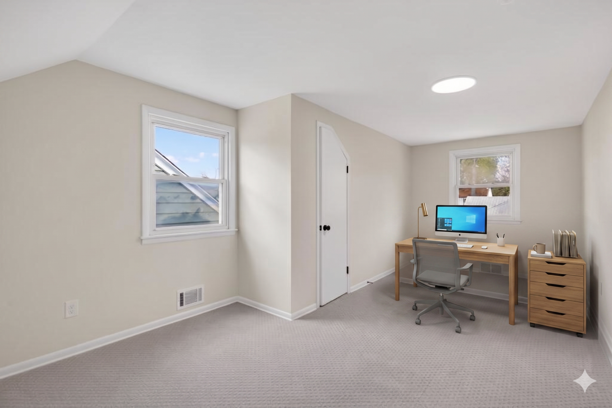 Upper level: bedroom 3 with bonus office area (virtually staged)