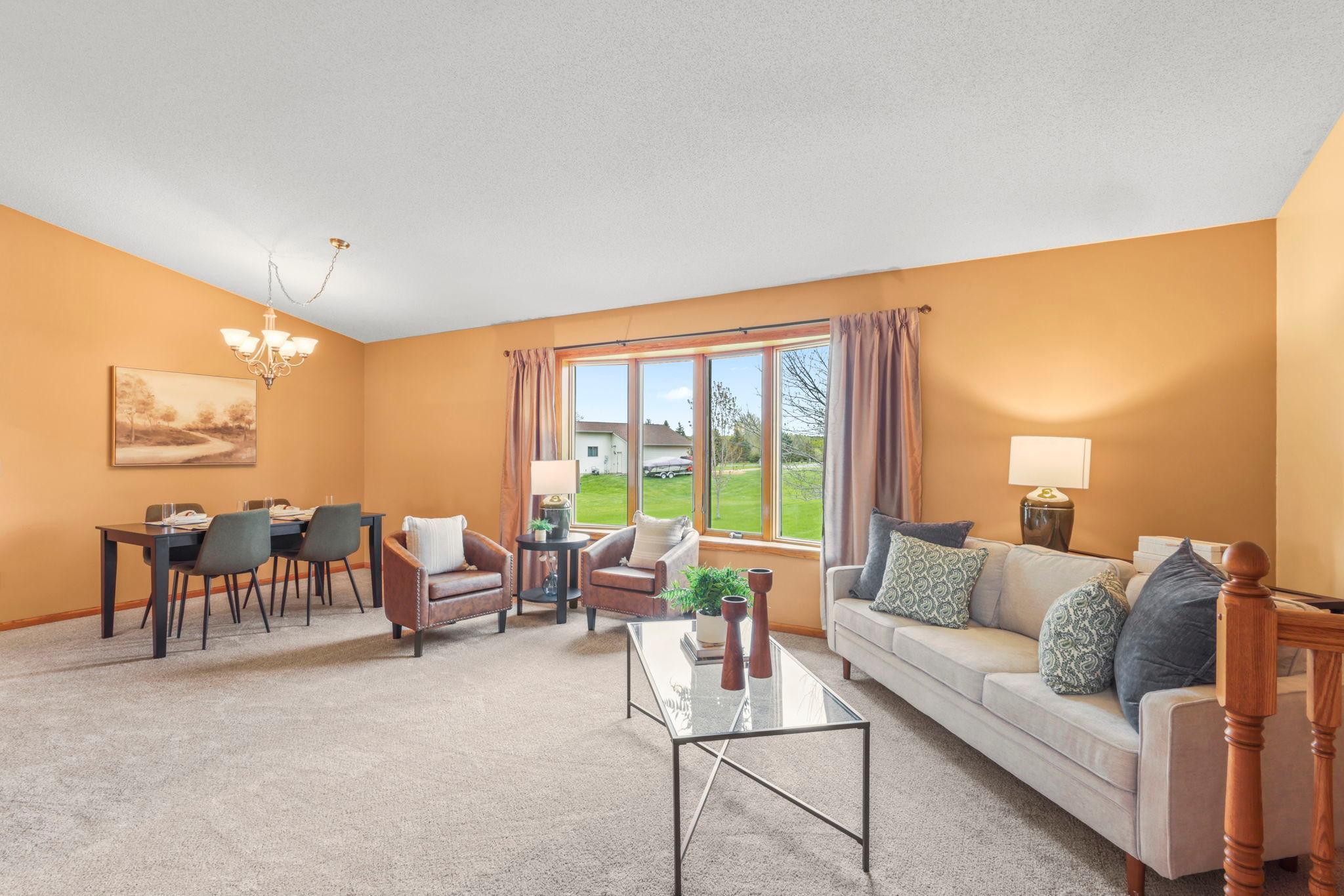 Massive living room windows that let in great light
