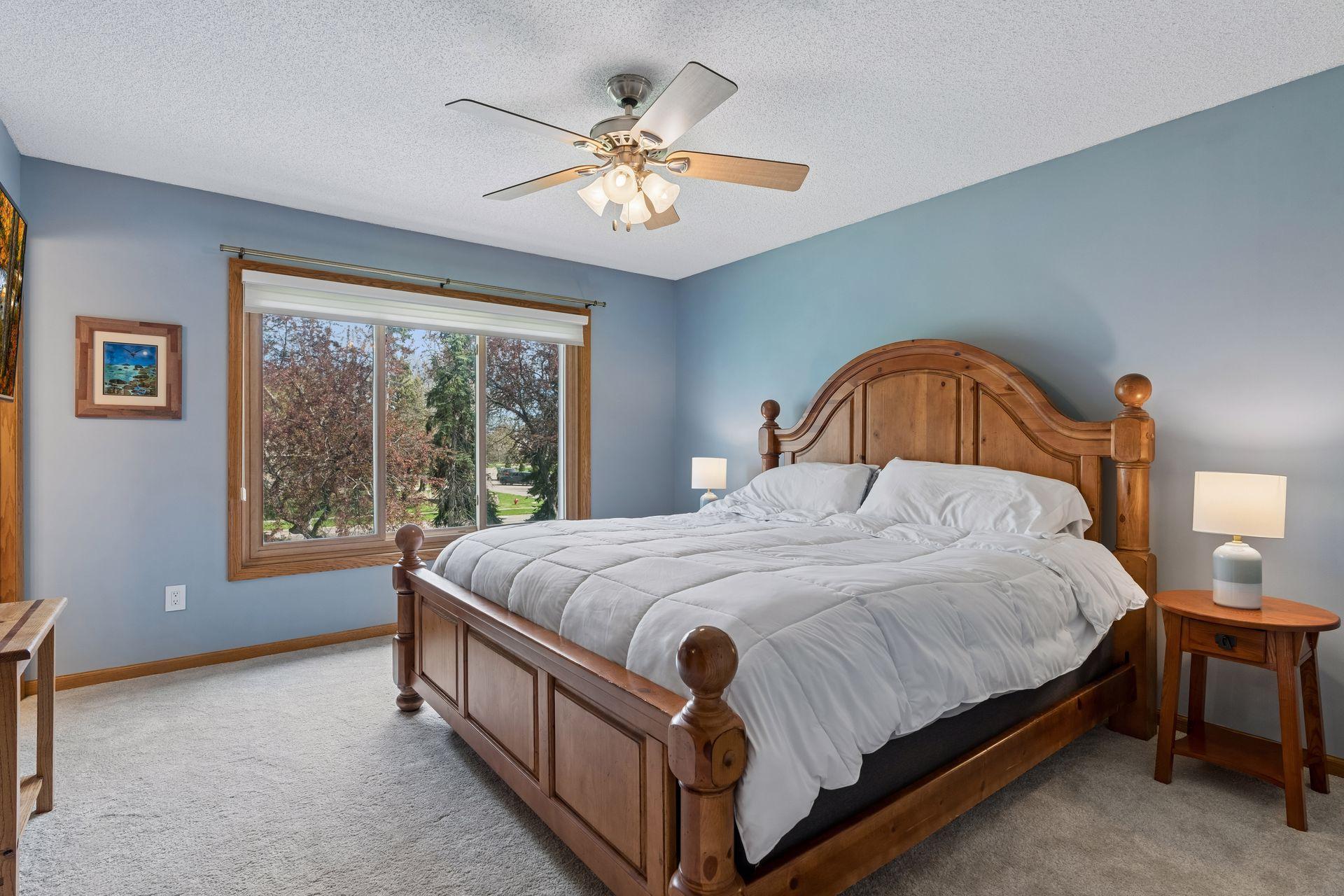 Nicely sized primary suite features large walk-in closet