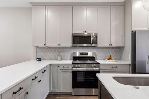 To the ceiling cabinets for ample storage