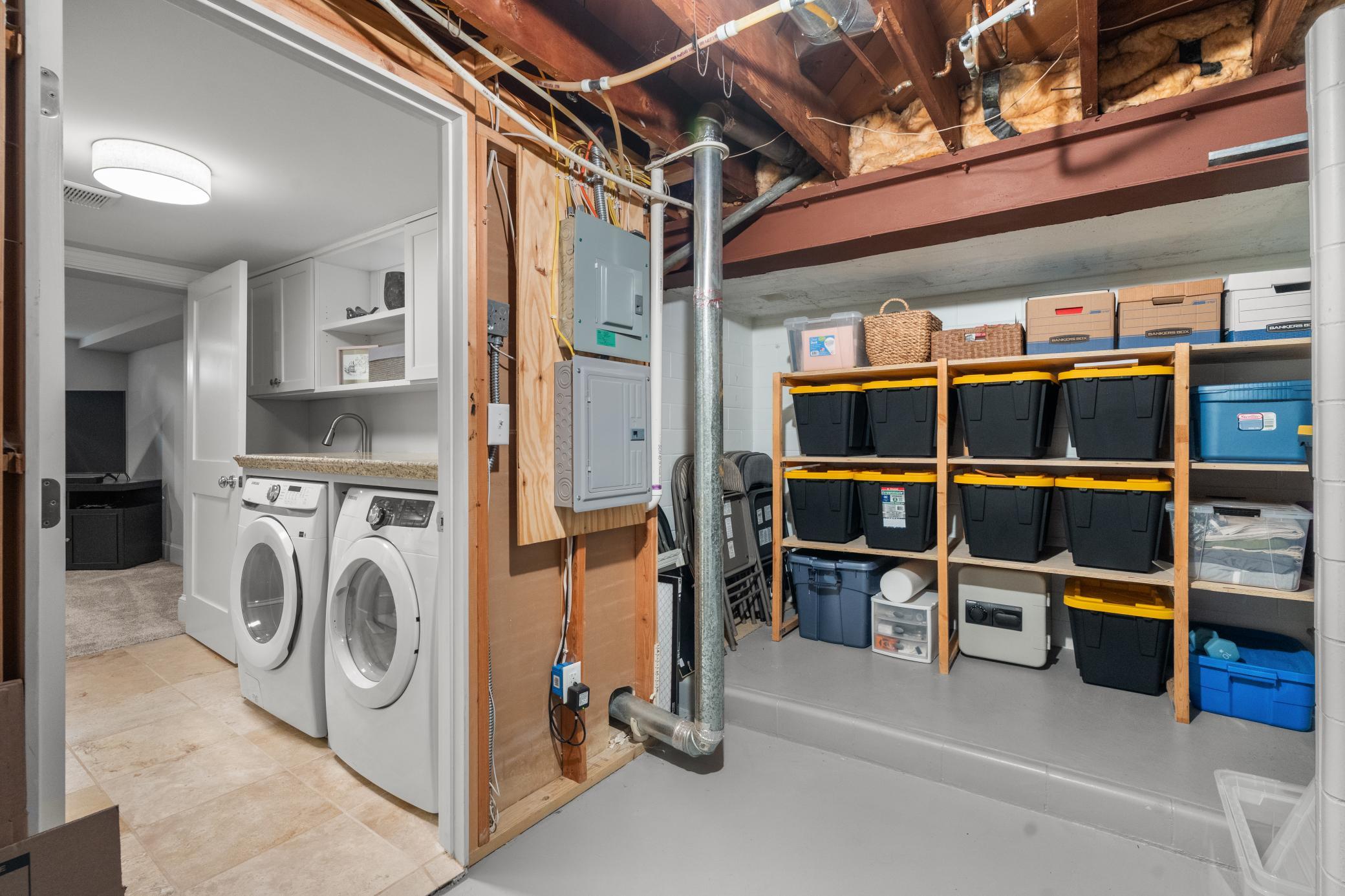 An unfinished storage area provides excellent additional flexibility.