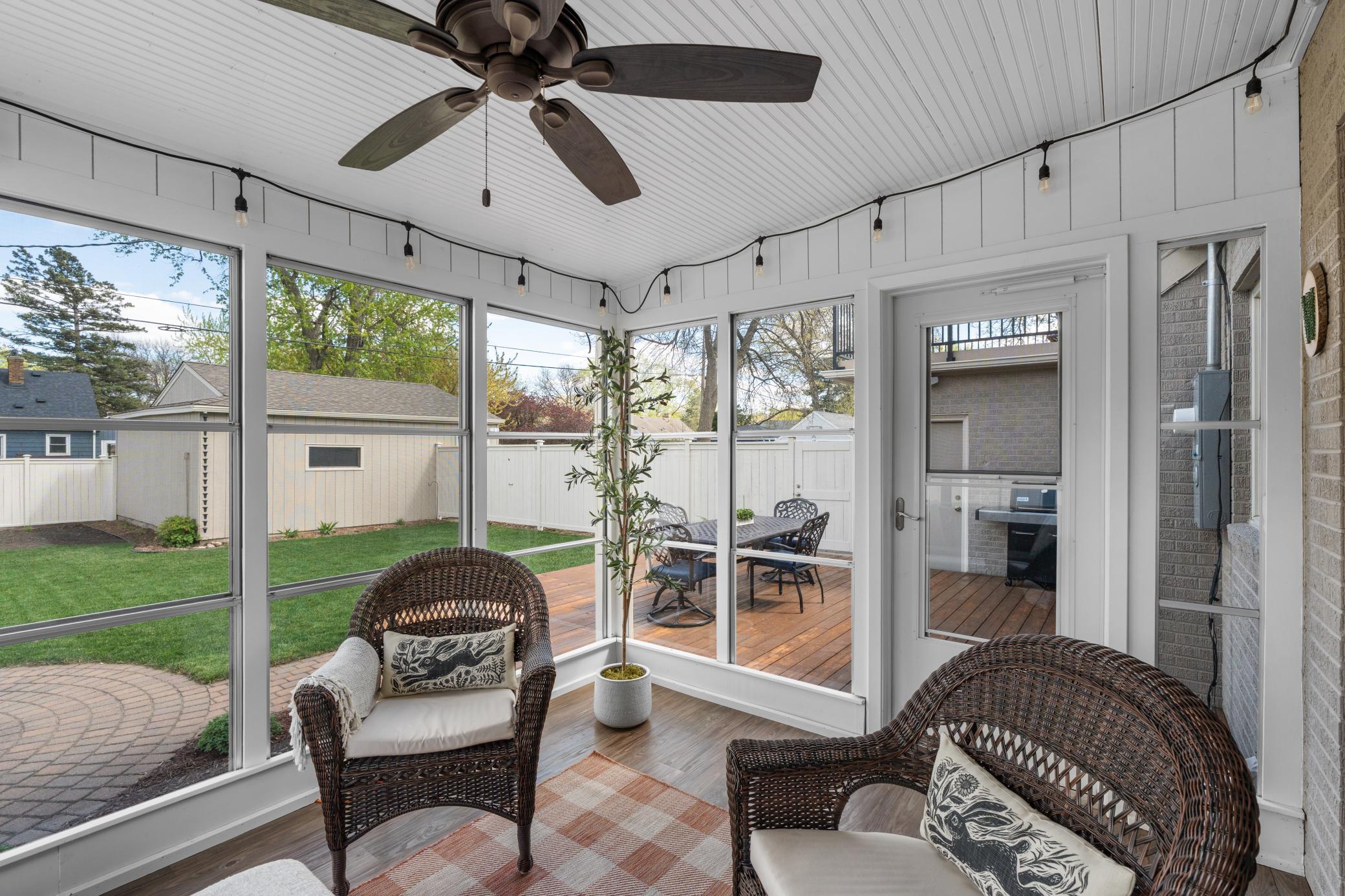 The space also offers direct access to the spacious deck and fully fenced backyard.