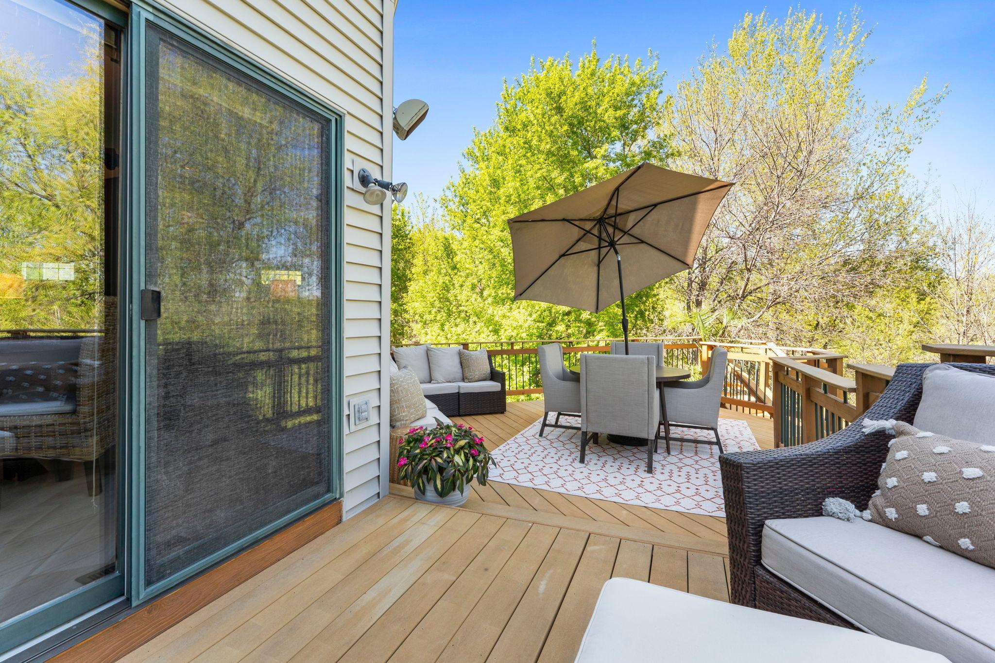 A look at the spacious two-tier maintenance-free deck, ideal for outdoor entertaining.