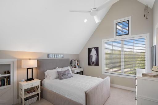 This level also includes a spacious and truly unique bedroom filled with thoughtful design details and delightful surprises.