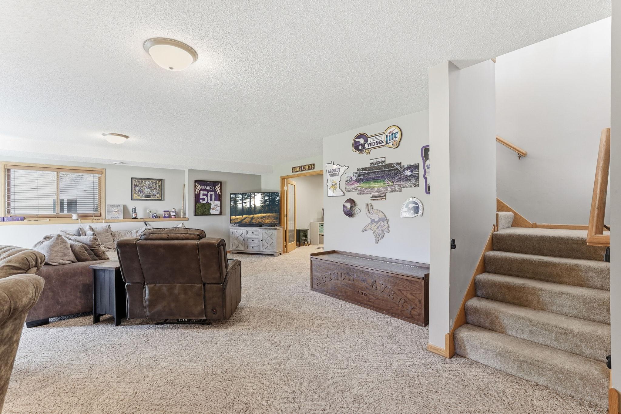 Complete lower level finish offering additional living space.