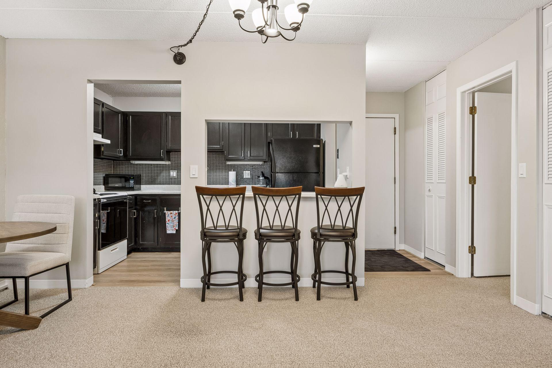 Open cutout for bar-style seating gives the kitchen the open concept that everyone covets.