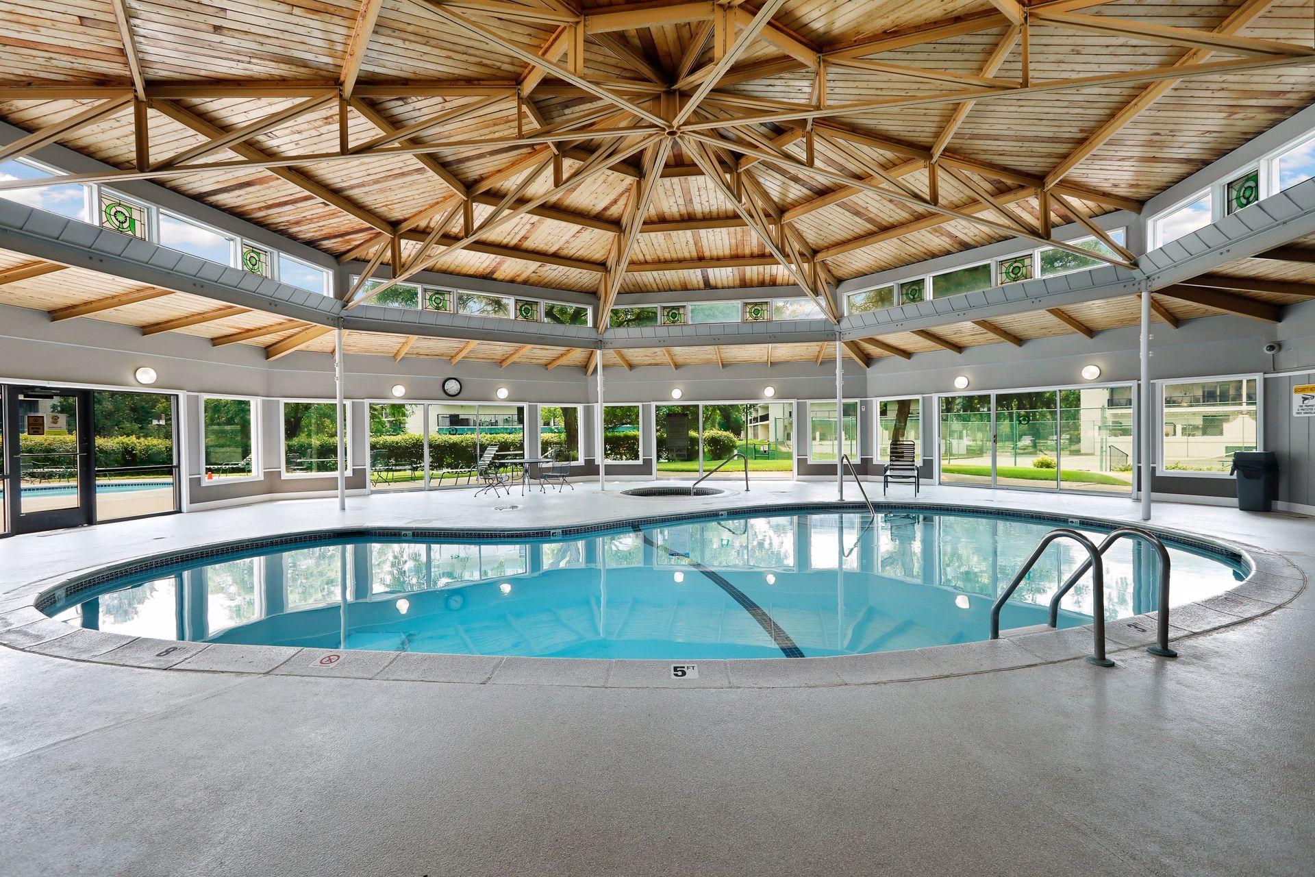 The indoor pool and hot tub are open year-round.