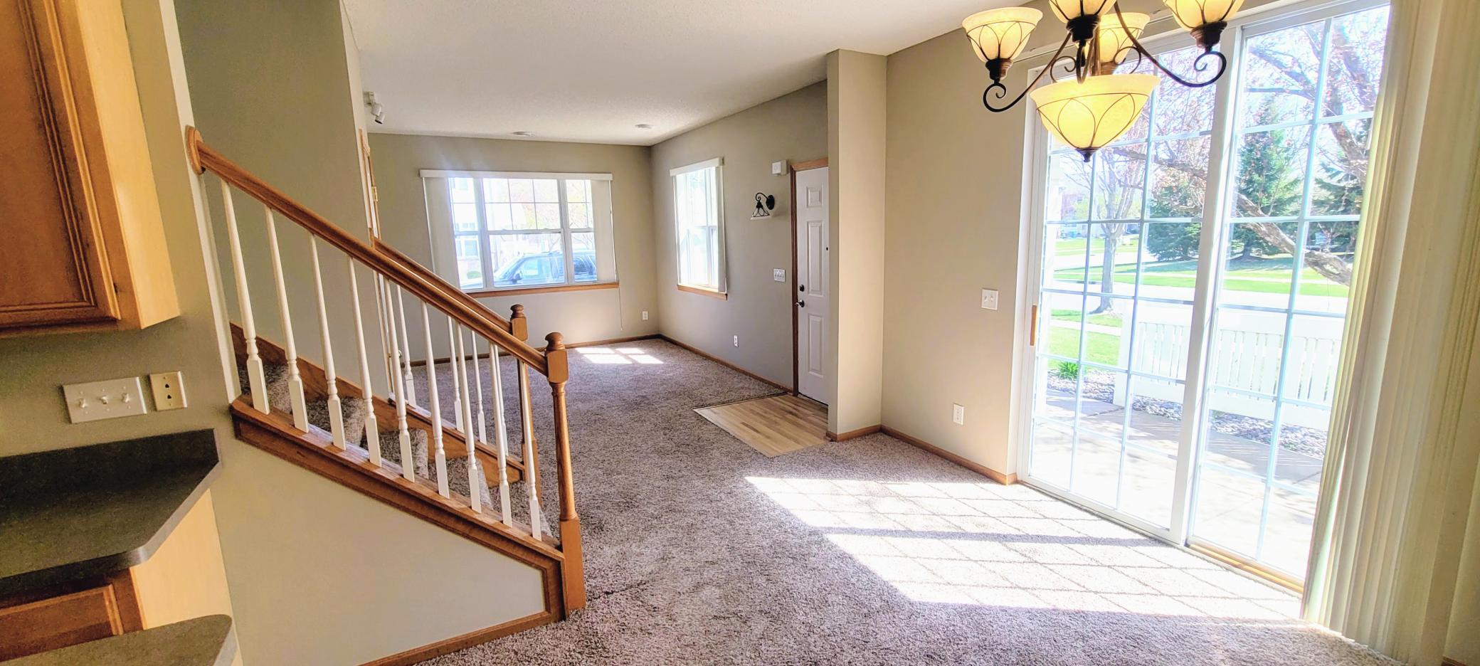 Big bright south facing great room that overlooks a private patio