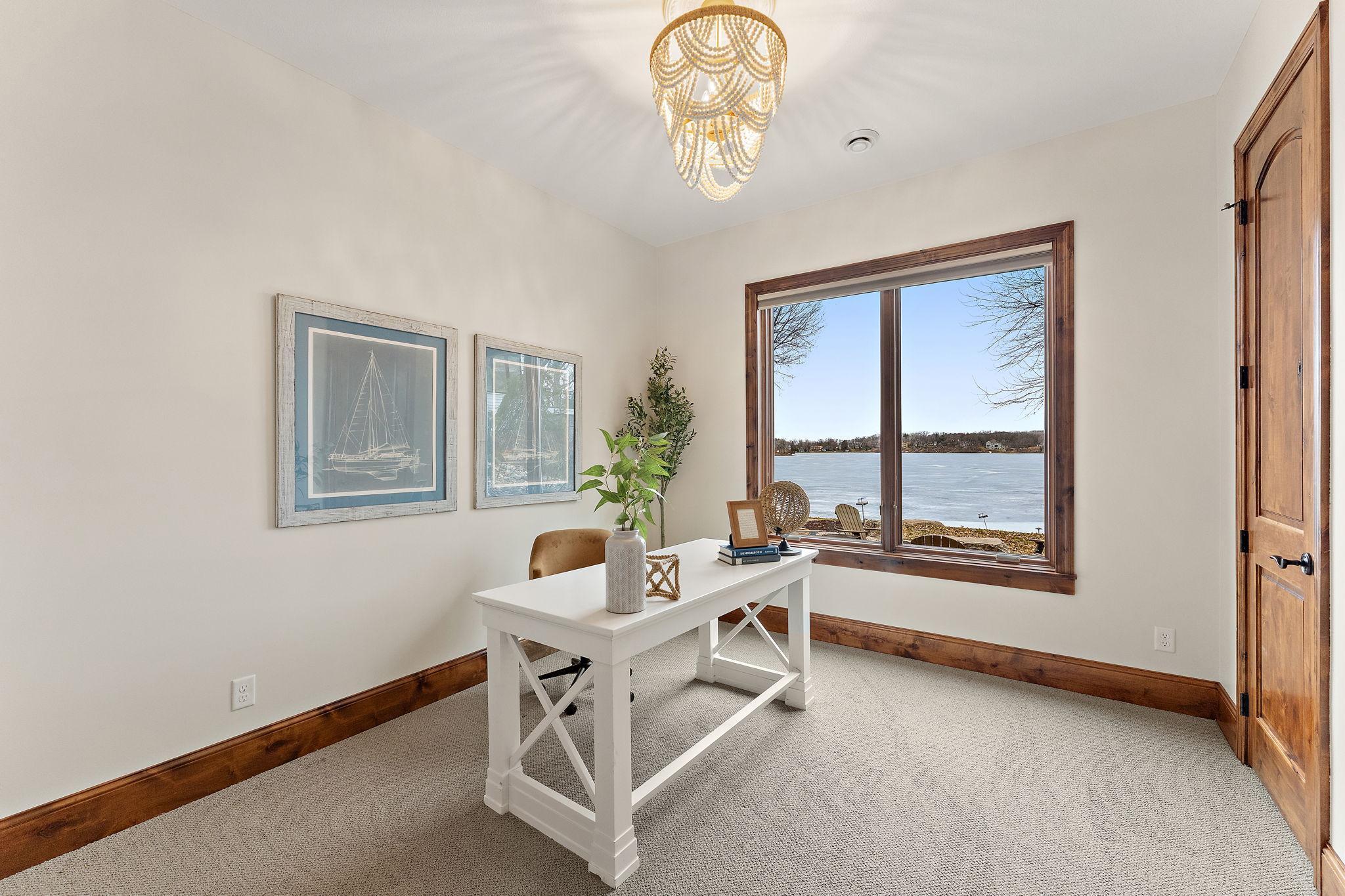 Work from home with an inspiring backdrop in the lower-level office with closet (bedroom #7)