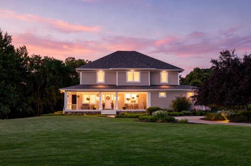 Stunning evening exterior showcasing curb appeal