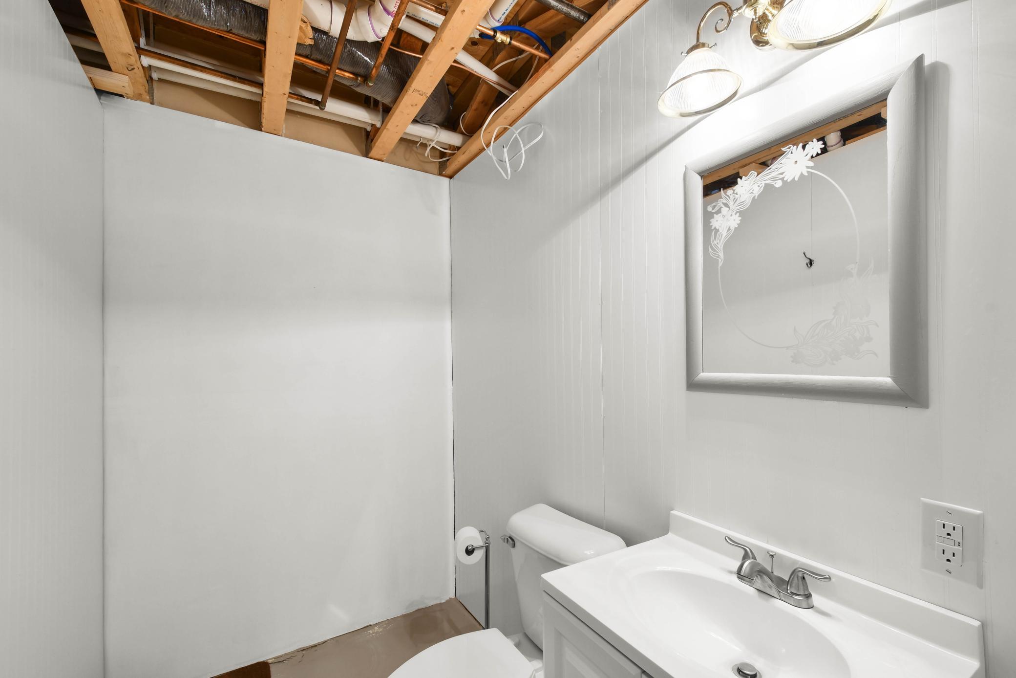 Bathroom 3 - Drain roughed in for shower