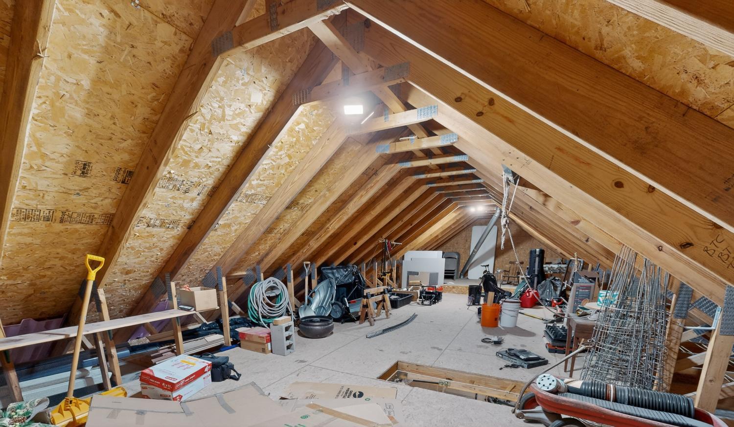 Attic storage about garage