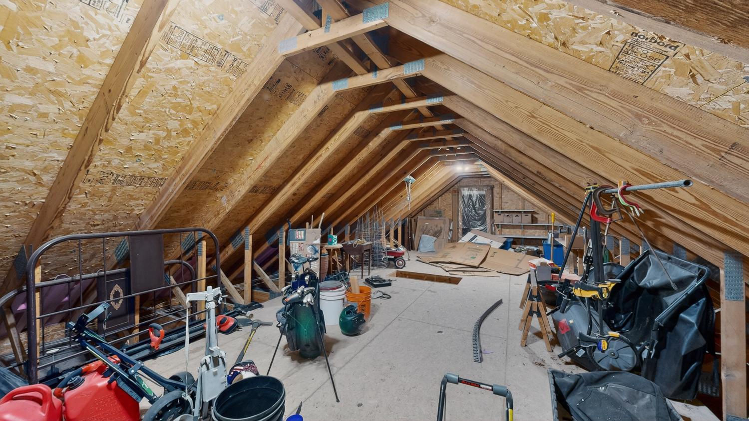 Attic storage above garage