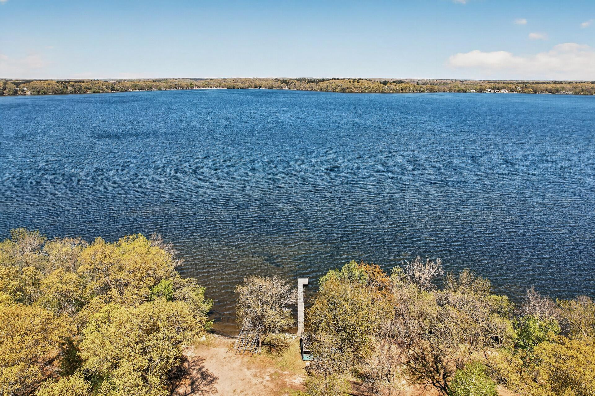 Aerial view from the culdesac of the shared access looking north across Green Lake.
