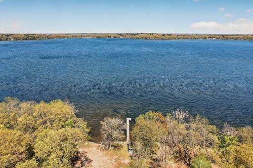 Aerial view from the culdesac of the shared access looking north across Green Lake.
