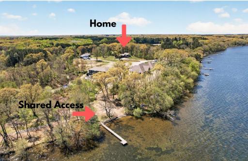 Aerial showing proximity of home to the shared access (right across the culdesac from house).