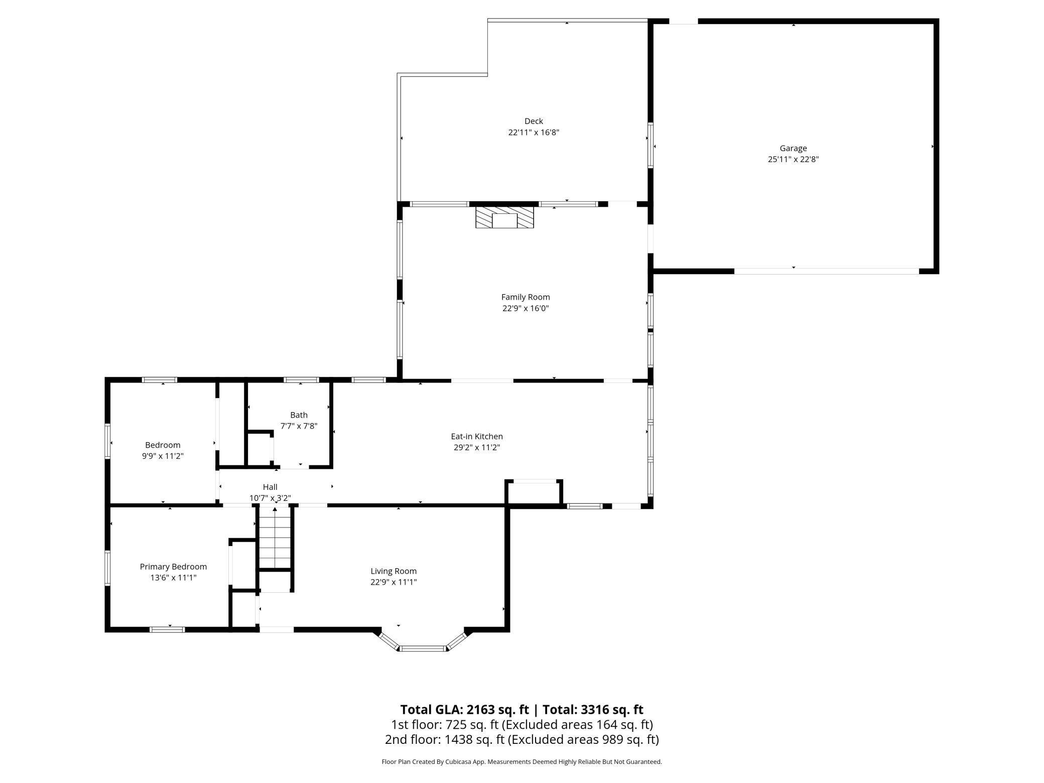 Upper Level Floor Plan with Measurements