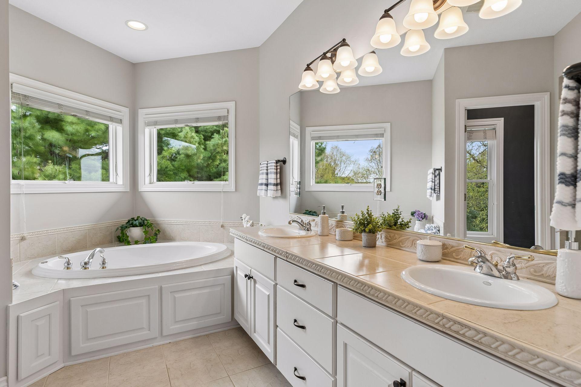 Relax the day away in the spa like primary bath