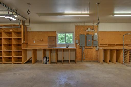 Built in storage and work bench in garage