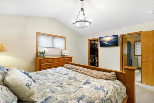 Primary bedroom has a large walk in closet and bathroom attached