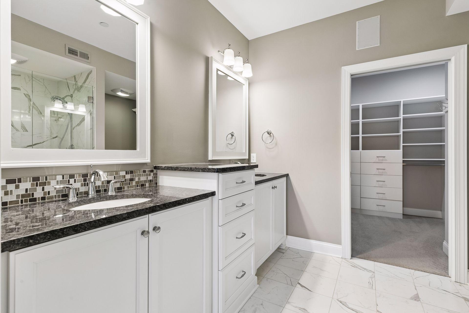 Private primary 3/4 bath with double sinks