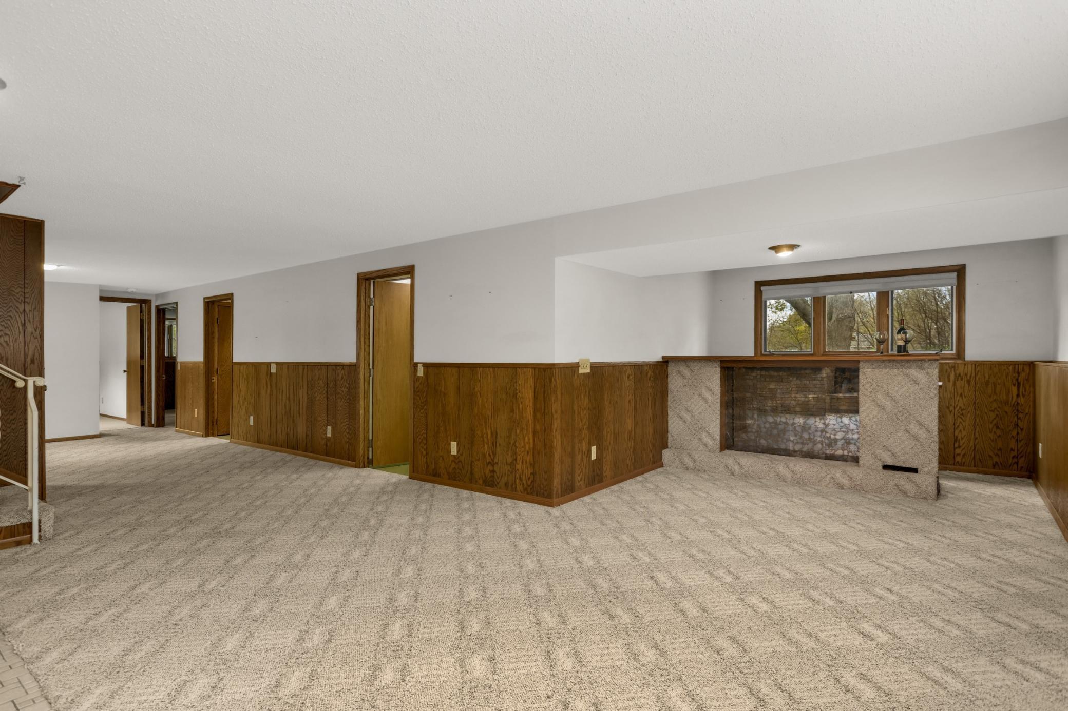 Family room with wet bar.