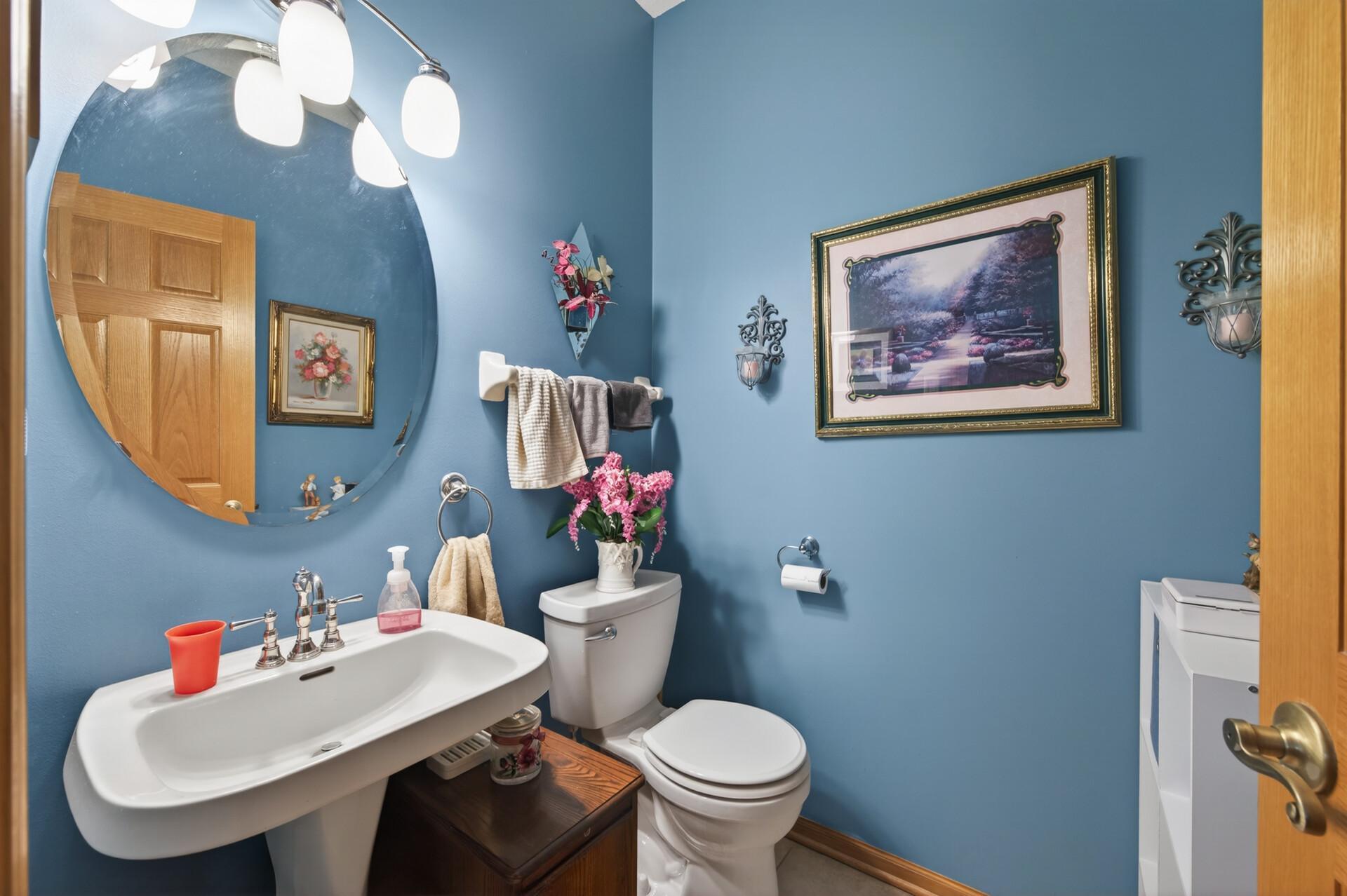 This half bath is perfect for guests and everyday use.