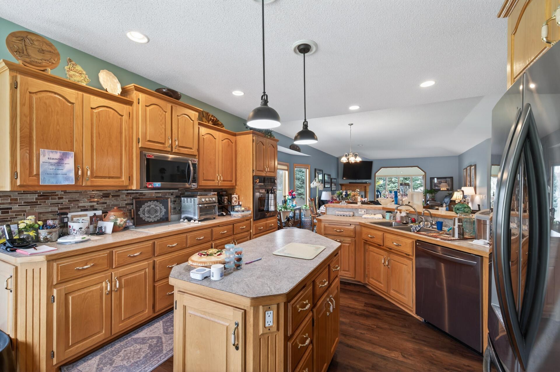 Stainless steel appliances create a clean, cohesive look that is easy to maintain.