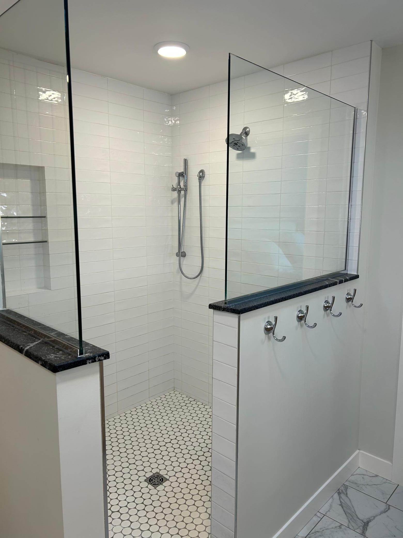 Oversized tiled shower